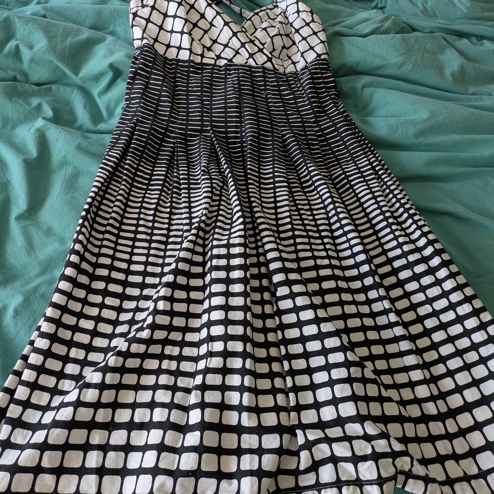 Y2K R&K Black and White Checkered Midi Dress Size 10